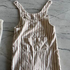 Pehr stripes away cotton overalls in pink stripes 0-3mo